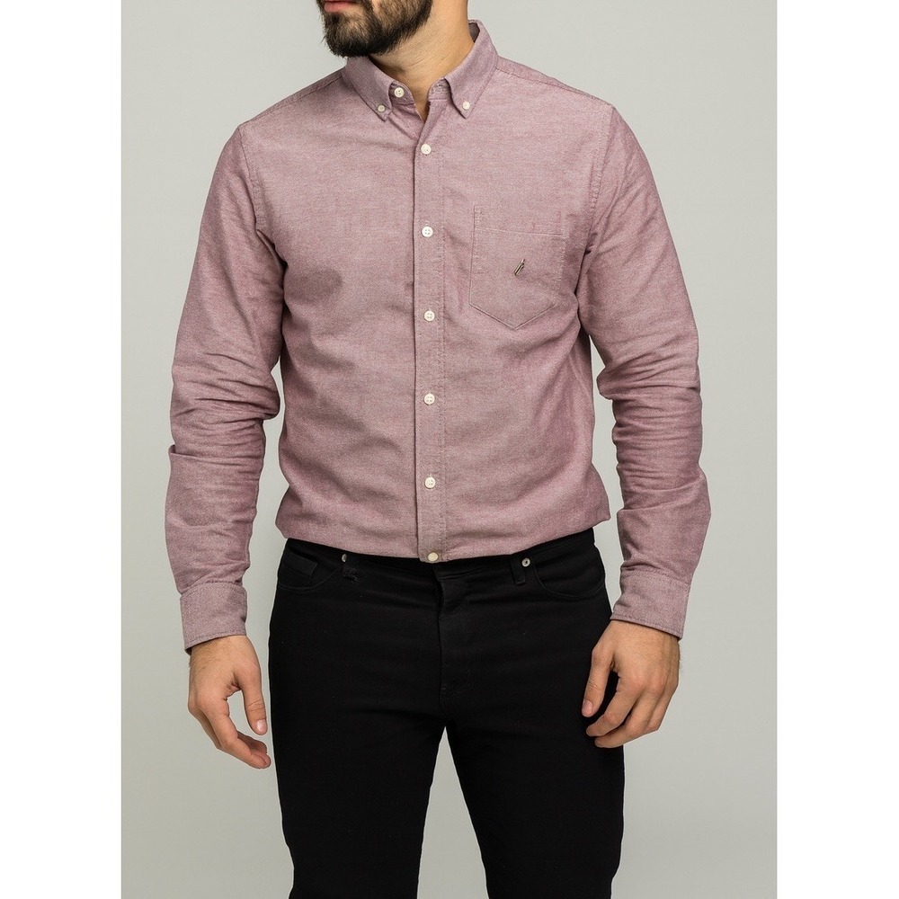 NAUTICA‎ Mens Size M Red Button Down Classic Fit Stretch Shirt